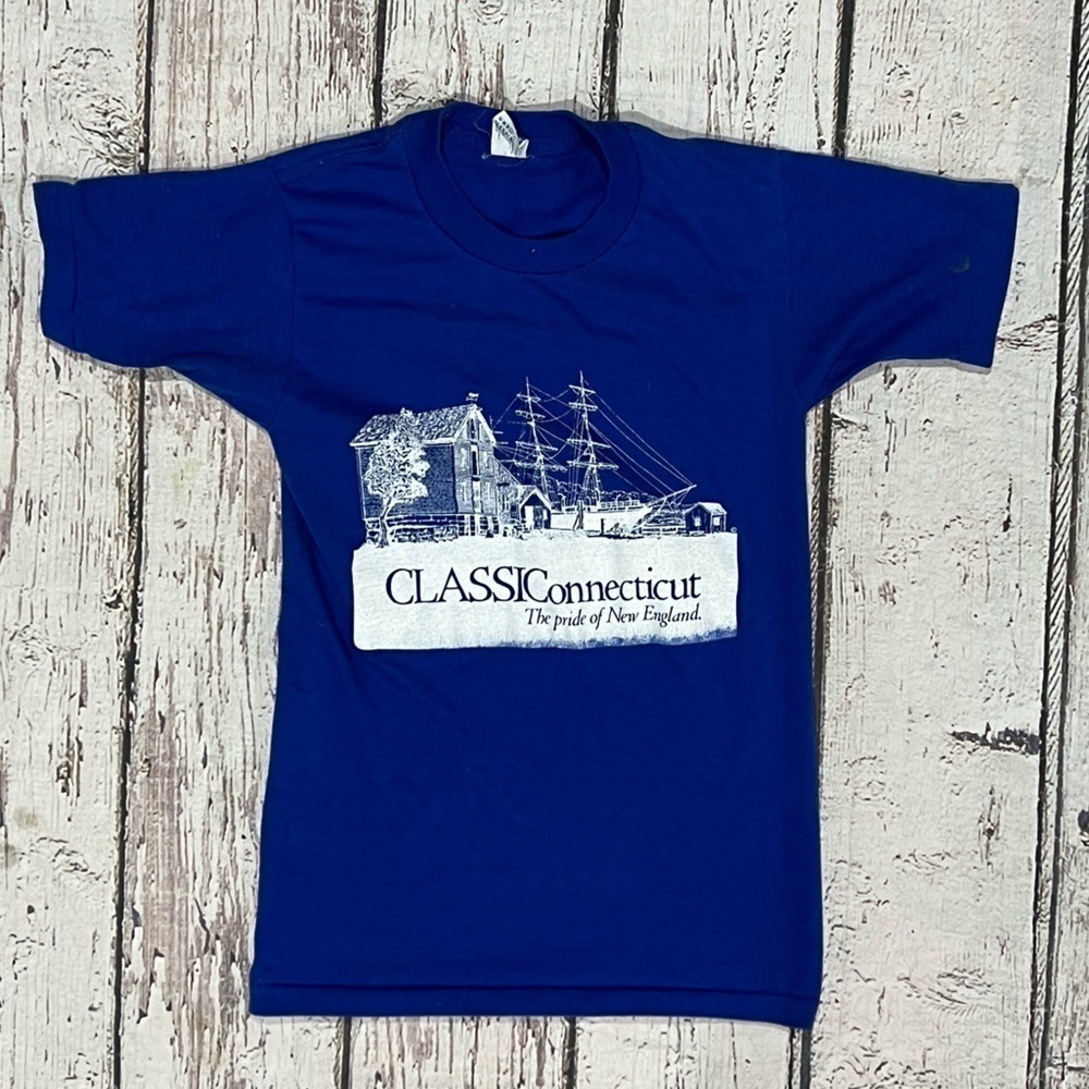 Vintage Single Stitch Classic Connecticu New England Travel Tourism 1980s tshirt